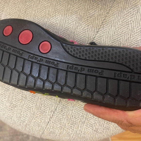 Pom d'Api EUC Embroidered Black Leather Mary Jane Strap - Picture 10 of 12